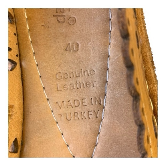 Spring Step Tan Peep-Toe 100% Leather Slip On Sandles Cut Outs Size 9.5 (40) - Picture 10 of 10